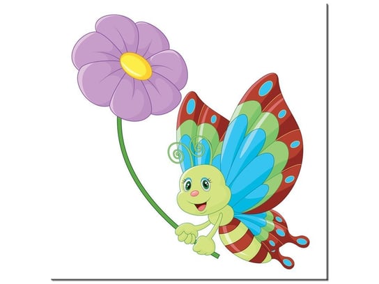 Obraz Motylek z kwiatkiem, 30x30 cm Oobrazy
