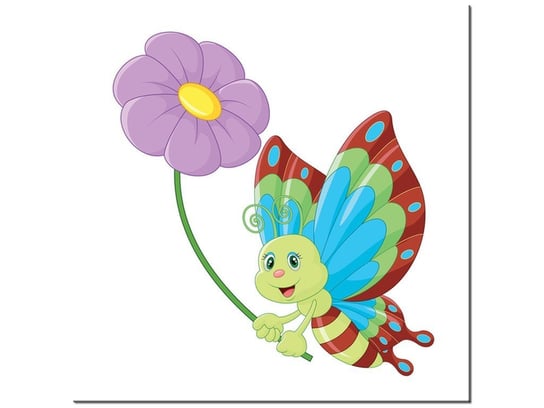 Obraz Motylek z kwiatkiem, 40x40 cm Oobrazy