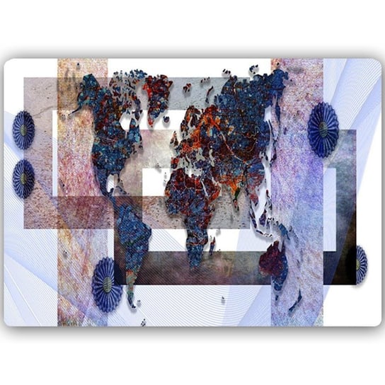 Obraz na metalu CARO, Kompozycja z mapą świata 3, 70x50 cm Feeby