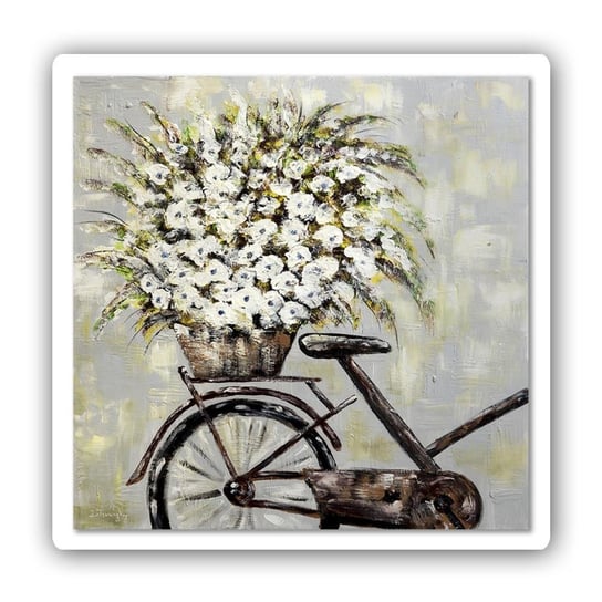 Obraz na metalu CARO, Kwiaty na rowerze, 30x30 cm Feeby