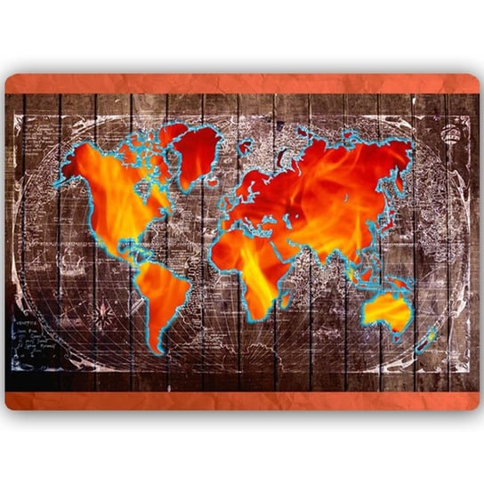 Obraz na metalu CARO, Mapa świata, 30x20 cm Feeby