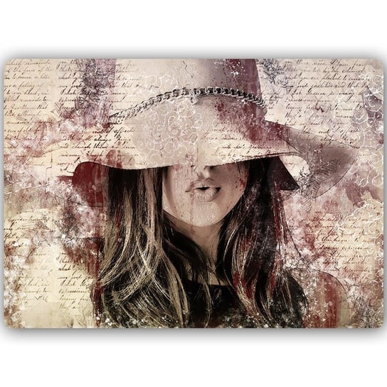 Obraz na metalu FEEBY, Piękna kobieta w kapeluszu, 70x50 cm Feeby