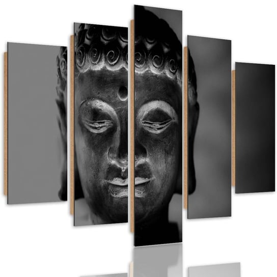 Obraz na panelu dekoracyjnym FEEBY, pentaptyk typ C, Oświetlona głowa Buddy 3, 250x120 cm Feeby