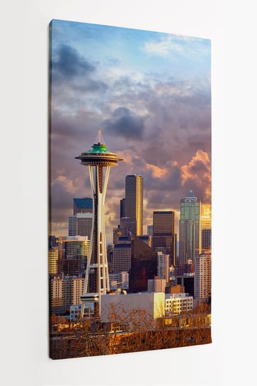 Obraz na płatnie HOMEPRINT, panorama Seattle, zachód słońca, WA, USA, panorama miasta 50x100 cm HOMEPRINT