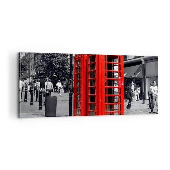 Obraz na płótnie - , - 100x40cm - Miasto Londyn Budka Telefoniczna - Nowoczesny foto obraz w ramie do salonu do sypialni ARTTOR ARTTOR