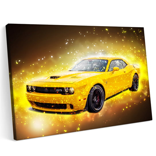 Obraz na płótnie 100x70 Dodge Challenger SRT Hellcat Samochód Żółty Sport Tor Printonia