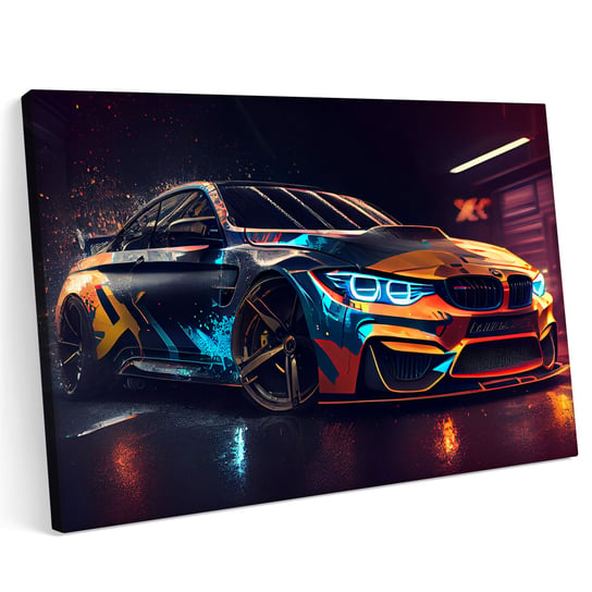 Obraz na płótnie 100x70cm BMW M4 Miasto Droga Noc Printonia