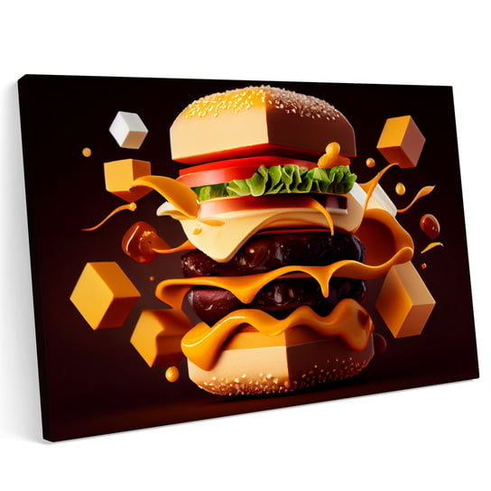 Obraz na płótnie 100x70cm Burger Hamburger Chesseburger Jedzenie Fastfood Printonia