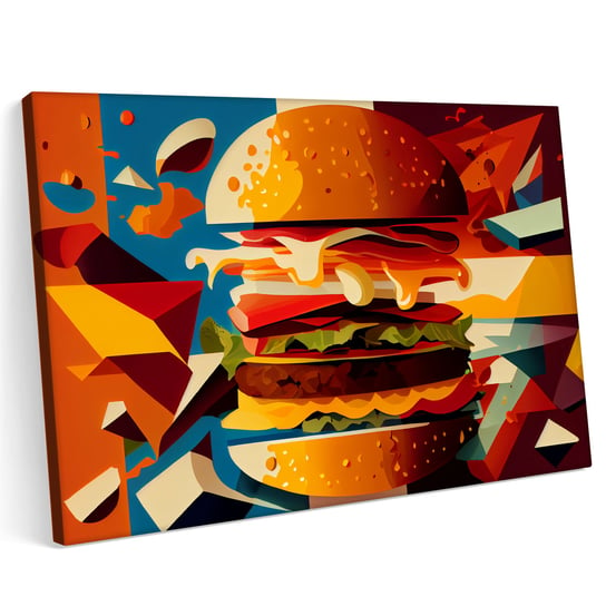 Obraz na płótnie 100x70cm Burger Hamburger Chesseburger Jedzenie Fastfood Printonia