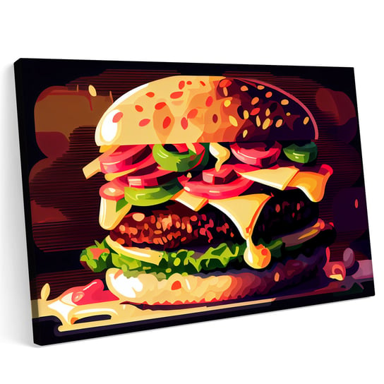 Obraz na płótnie 100x70cm Burger Hamburger Chesseburger Jedzenie Fastfood Printonia
