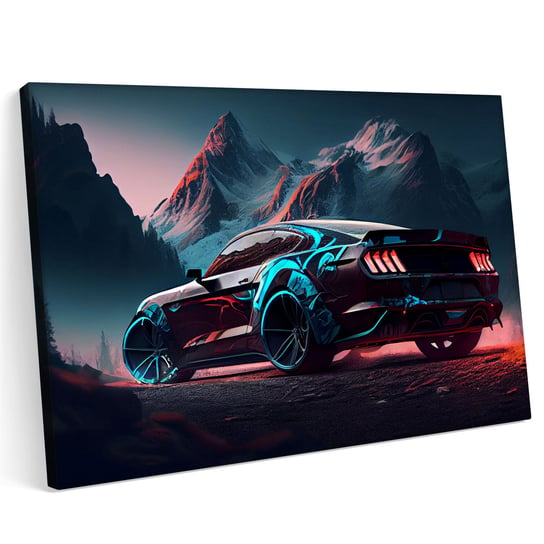 Obraz na płótnie 100x70cm Ford Mustang Samochód Sport Abstrakcja Teren Góry Printonia