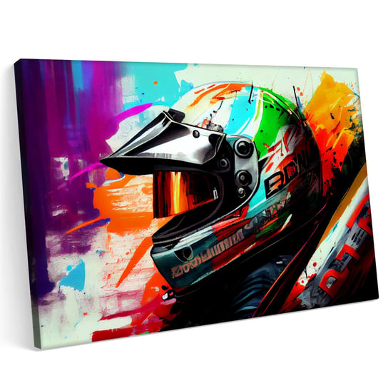Obraz na płótnie 100x70cm Kolorowy kask kierowcy F1 Printonia