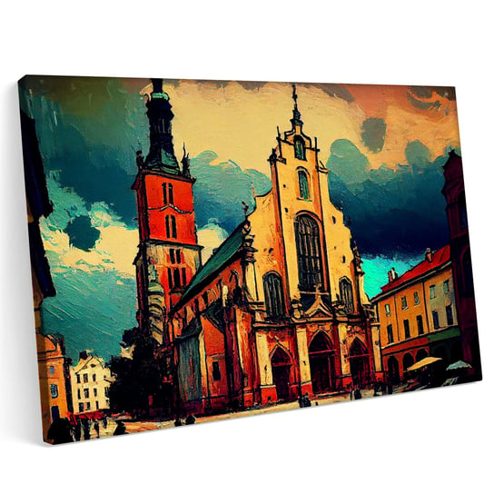 Obraz na płótnie 100x70cm Kraków Malarstwo Miasto Panorama Printonia