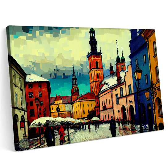 Obraz na płótnie 100x70cm Kraków Malarstwo Miasto Panorama Printonia