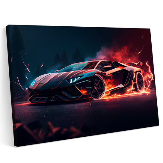 Obraz na płótnie 100x70cm Lamboghini Aventador Teren Las Abstrakcja Słońce Printonia