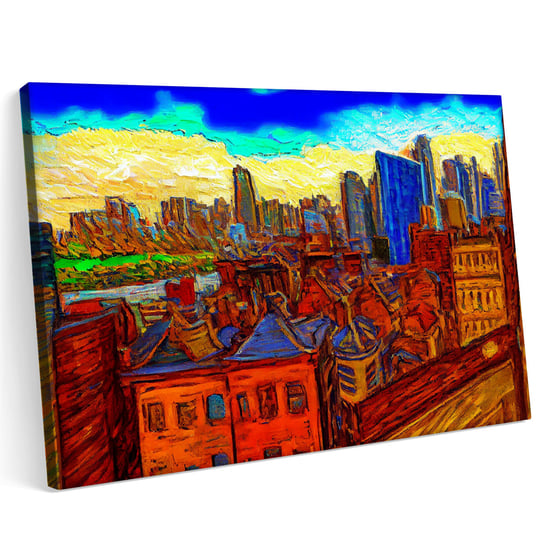Obraz na płótnie 100x70cm New York Nowy Jork Panorama Sztuka Malarstwo Printonia