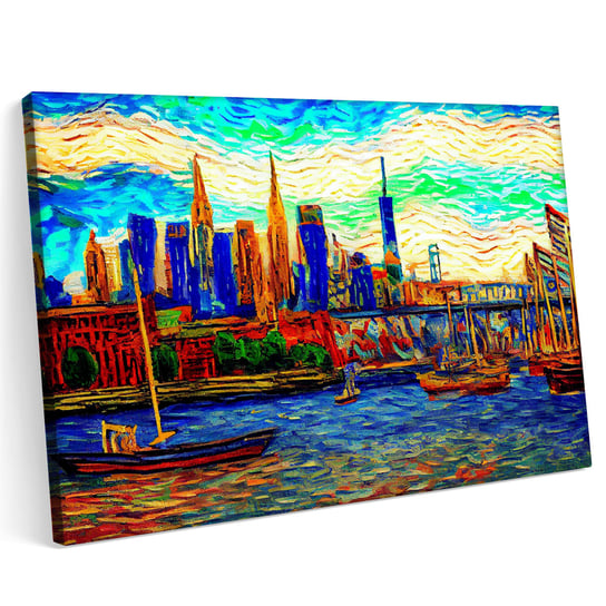 Obraz na płótnie 100x70cm New York Nowy Jork Panorama Sztuka Malarstwo Printonia