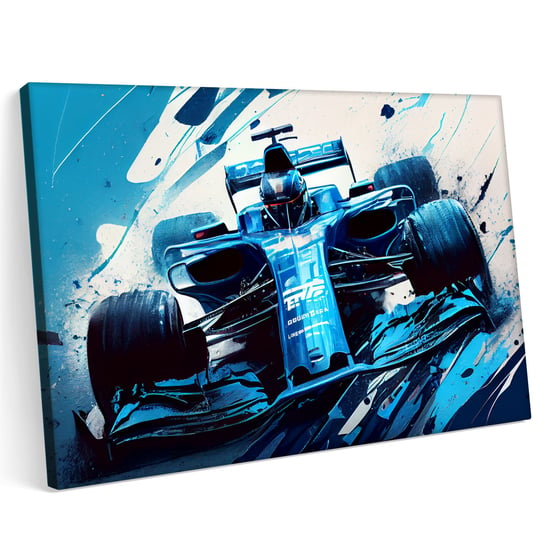 Obraz na płótnie 100x70cm Niebieski bolid Formuła 1 F1 Abstrakcja Printonia