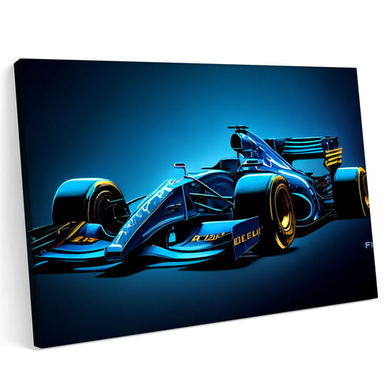 Obraz na płótnie 100x70cm Niebieski bolid Formuła 1 F1 Printonia