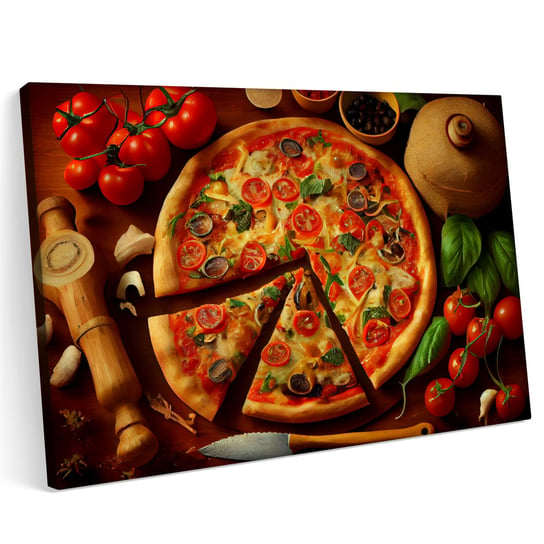 Obraz na płótnie 100x70cm Pizza Pizzeria Jedzenie Włochy Pomidor Warzywa Printonia