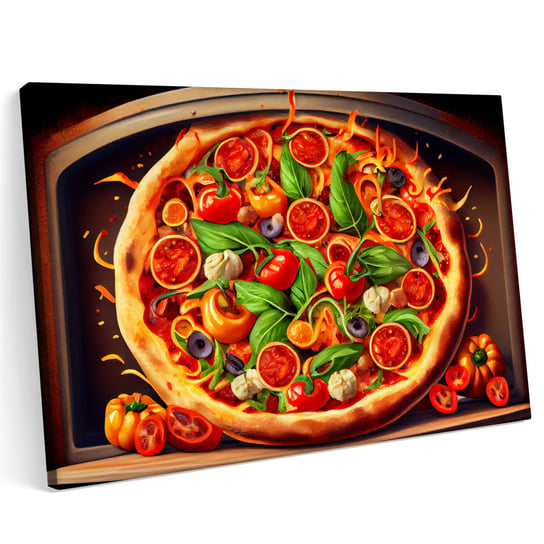 Obraz na płótnie 100x70cm Pizza Pizzeria Jedzenie Włochy Pomidor Warzywa Printonia