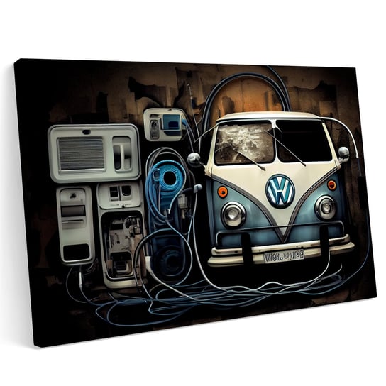 Obraz na płótnie 100x70cm Volkswagen T5 Ogórek Samochód Klasyk Printonia