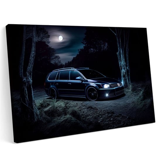 Obraz na płótnie 100x70cm VW VolksWagen Passat Noc Las Ksieżyc Drzewa Printonia