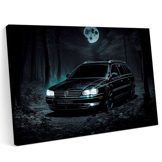 Obraz na płótnie 100x70cm VW VolksWagen Passat Noc Las Ksieżyc Drzewa Printonia