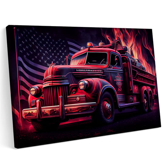 Obraz na płótnie 100x70cm Wóz Strażacki Straż USA Klasyk Pożar Printonia