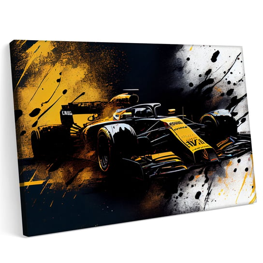 Obraz na płótnie 100x70cm Żółty bolid F1 Formuła grafika Printonia