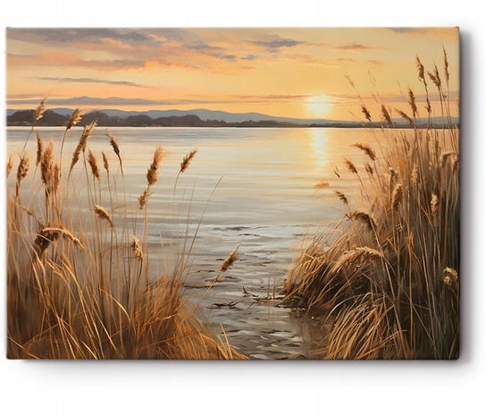 Obraz Na Płótnie 120x80 do Salonu na ścianę Jezioro zachód słońca krajobraz Decormint