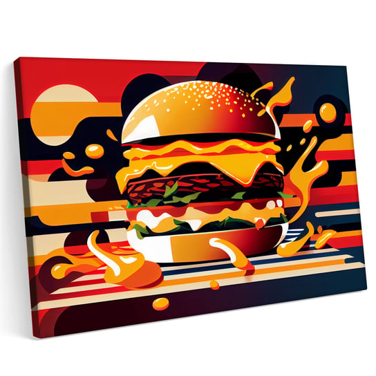Obraz na płótnie 120x80cm Burger Hamburger Chesseburger Jedzenie Fastfood Printonia