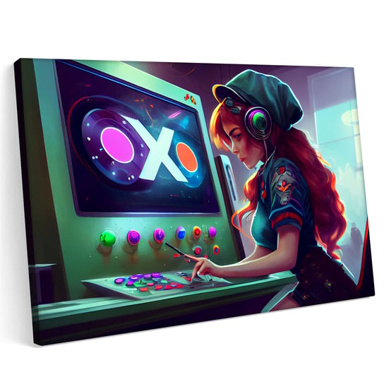 Obraz na płótnie 120x80cm Gaming Neon XOXO Projekt Printonia