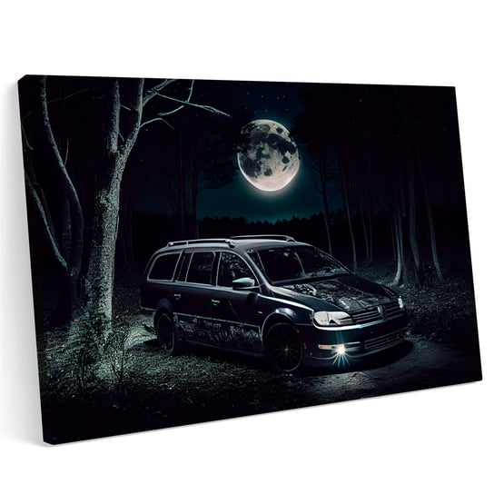Obraz na płótnie 120x80cm VW VolksWagen Passat Noc Las Ksieżyc Drzewa Printonia