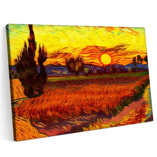 Obraz na płótnie 120x80cm Zachód Słońca Krajobraz Pole Niebo Sztuka Printonia
