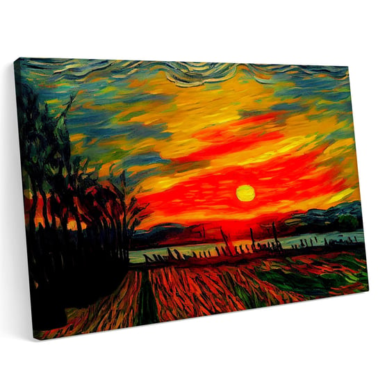 Obraz na płótnie 120x80cm Zachód Słońca Krajobraz Pole Niebo Sztuka Printonia