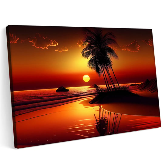 Obraz na płótnie 120x80cm Zachód Słońca Plaża Palmy Woda Morze Printonia