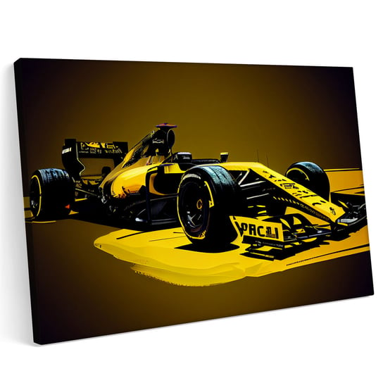 Obraz na płótnie 120x80cm Żółty bolid F1 Formuła grafika Printonia