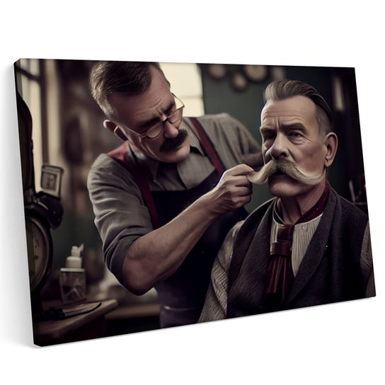 Obraz na płótnie 140x100cm Barber Fryzjerstwo Fryzura Broda Retro Printonia