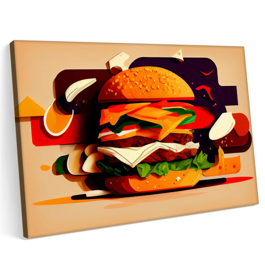 Obraz na płótnie 140x100cm Burger Hamburger Chesseburger Jedzenie Fastfood Printonia