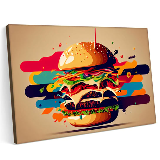 Obraz na płótnie 140x100cm Burger Hamburger Chesseburger Jedzenie Fastfood Printonia