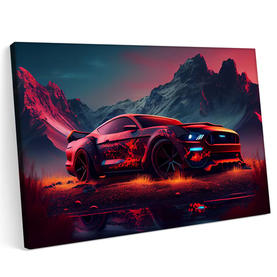 Obraz na płótnie 140x100cm Ford Mustang Samochód Sport Abstrakcja Teren Góry Printonia