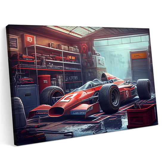 Obraz na płótnie 140x100cm Formuła 1 F1 Bolid retro PIT STOP Printonia