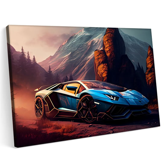 Obraz na płótnie 140x100cm Lamboghini Aventador Teren Las Abstrakcja Słońce Printonia