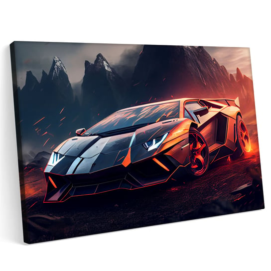 Obraz na płótnie 140x100cm Lamboghini Aventador Teren Las Abstrakcja Słońce Printonia