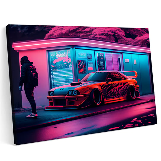 Obraz na płótnie 140x100cm Mazda MX5 Samochód Sport Abstrakcja Neon Style Kolory Printonia