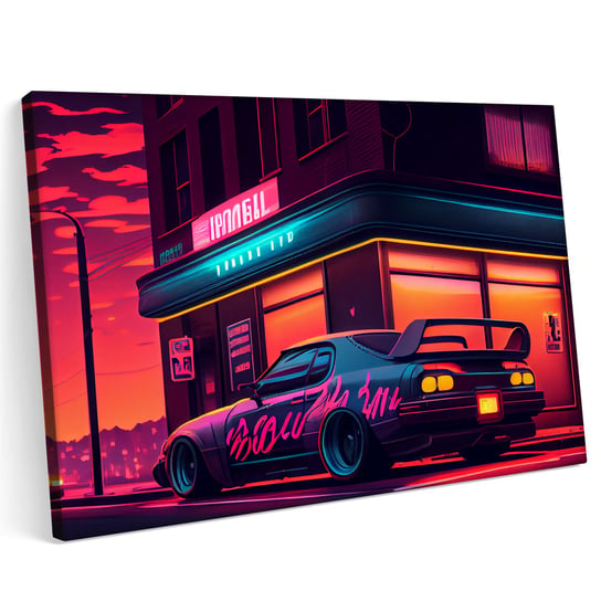 Obraz na płótnie 140x100cm Mazda MX5 Samochód Sport Abstrakcja Neon Style Kolory Printonia