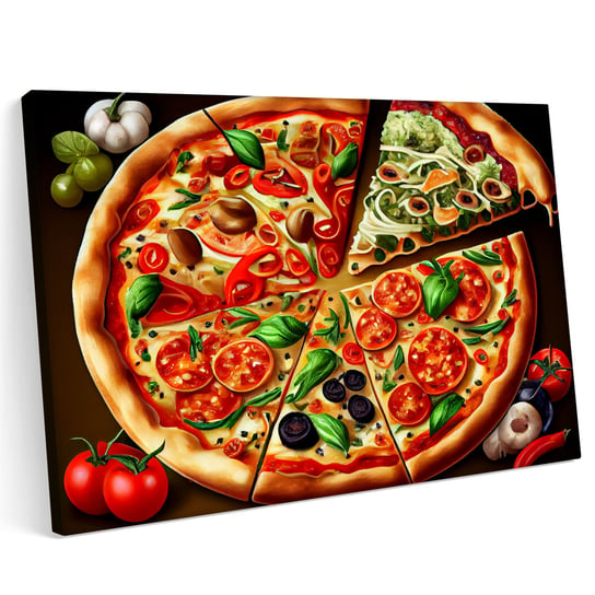 Obraz na płótnie 140x100cm Pizza Pizzeria Jedzenie Włochy Pomidor Warzywa Printonia