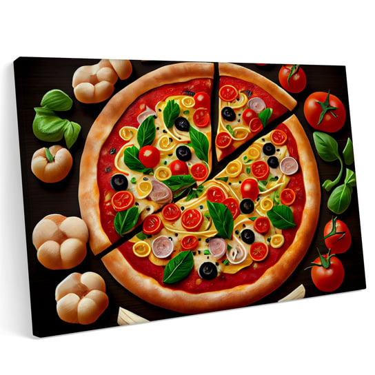 Obraz na płótnie 140x100cm Pizza Pizzeria Jedzenie Włochy Pomidor Warzywa Printonia