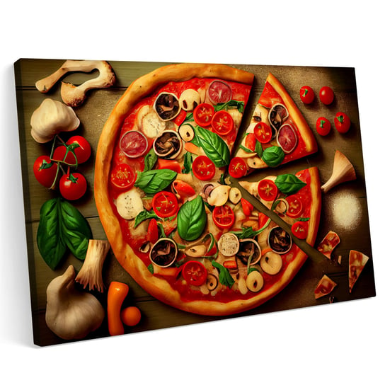 Obraz na płótnie 140x100cm Pizza Pizzeria Jedzenie Włochy Pomidor Warzywa Printonia